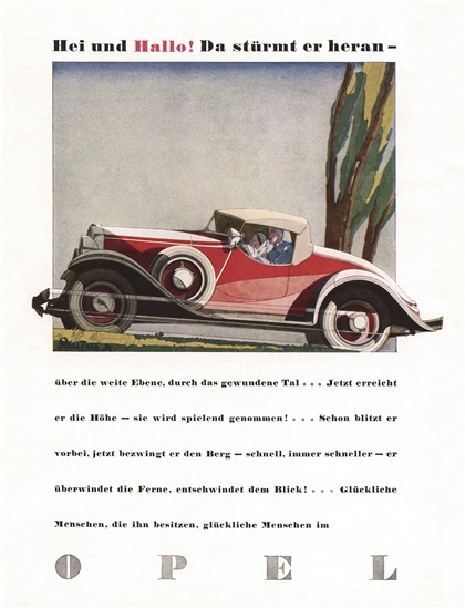 Opel 1,8 Liter Moonlight Roadster (1934): Advertising Art by Bernd Reuters