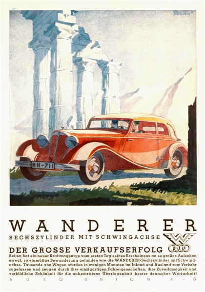 Wanderer W21/W22 - Sechszylinder mit Schwingachse (1933): Advertising Art by Bernd Reuters