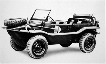 Амфибия VW Type 166 Schwimmwagen, созданная в конструкторском бюро Porsche по заказу Вермахта, сыграла важную роль в наступательных операциях немецкой армии