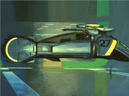 Сoncept art for Blade Runner by Syd Mead - Police spinner, side view