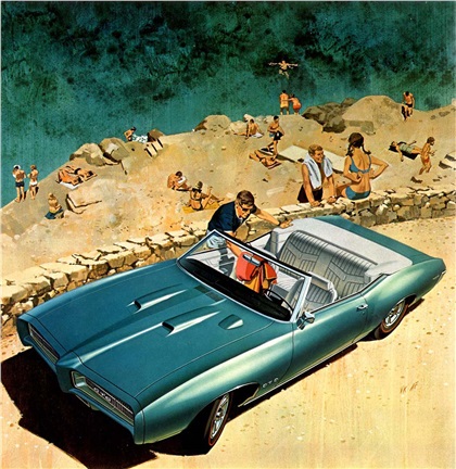 1969 Pontiac GTO Convertible - 'Beach at Hydra': Art Fitzpatrick and Van Kaufman - "Van and I used only a few locales more than once," Fitzpatrick says. "One was the almost vertical beach on the Greek island of Hydra, a particular favorite of mine."