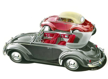 Volkswagen Beetle Convertible (1958-59): Graphic by Bernd Reuters