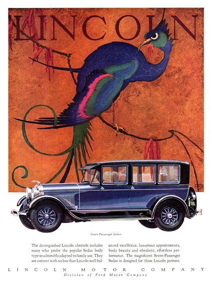 Lincoln Ad (1928): Seven-Passenger Sedan - Illustrated by Stark Davis