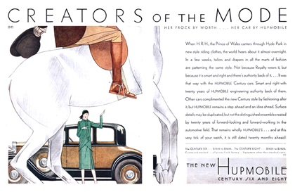Hupmobile Advertising Art by Bernard Boutet de Monvel (May, 1929): Creators of the Mode - Her Frock by Worth... Her Car by Hupmobile