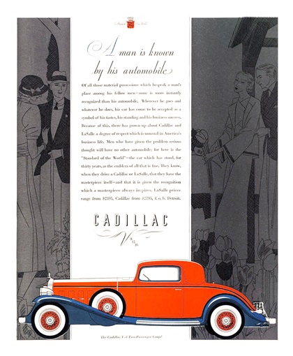 Cadillac V-8 Ad (1932): Two-Passenger Coupe - Illustrated by Robert Fawcett