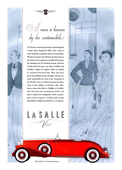 LaSalle V-8 Ad (1932): Convertible Coupe - Illustrated by Robert Fawcett