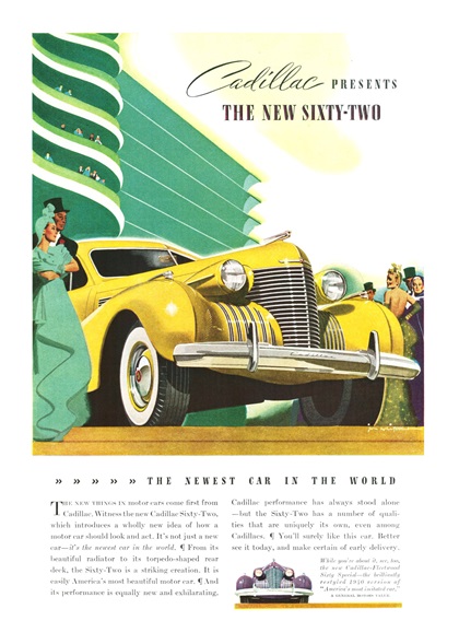 Cadillac Sixty-Two Ad (November, 1939) - Illustrated by Jon Whitcomb