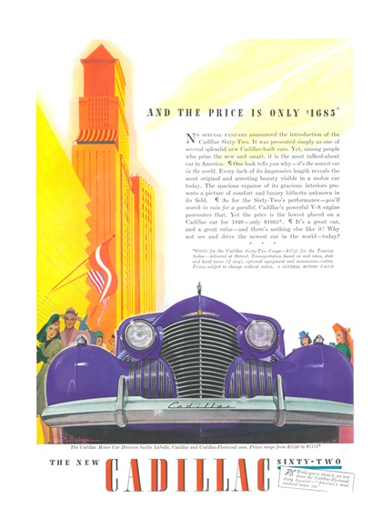 Cadillac Sixty-Two Ad (March, 1940) - Illustrated by Jon Whitcomb