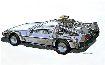 DeLorean DMC-12 "Time Machine" (1985): Concept Art by Andrew Probert