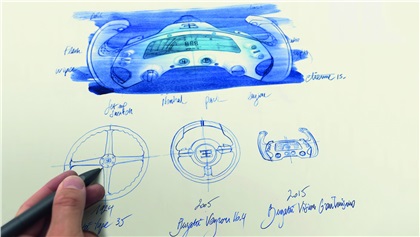 Bugatti Vision Gran Turismo (2015) - Interior Design Sketch - Steering Wheel