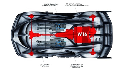 Bugatti Vision Gran Turismo (2015) - Design Sketch - Packaging and architecture