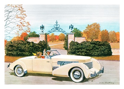 1937 Cord 812 Convertible Coupe - Illustrated by Leslie Saalburg