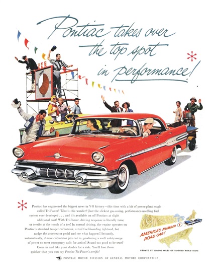 Pontiac Ad (June, 1957) - Star Chief - Pontiac takes over the top sport in performance!