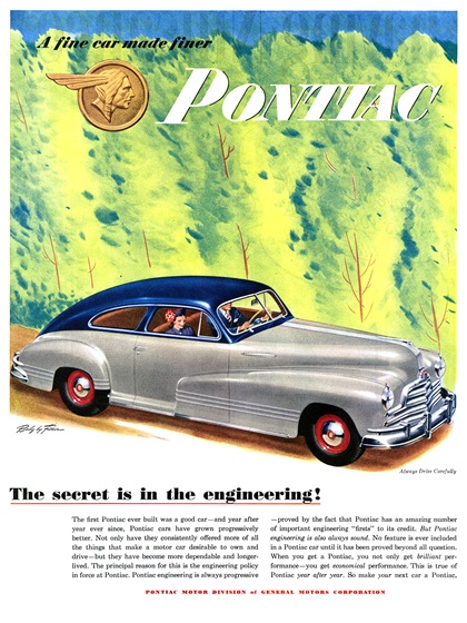 Pontiac Sedan-Coupe Ad (May, 1947): The secret is in the engineering!