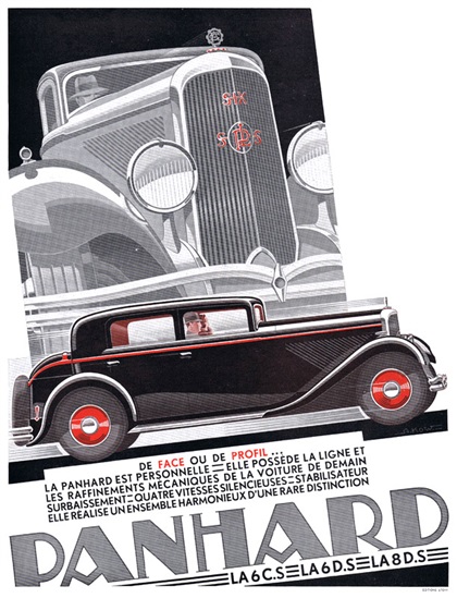 Panhard Advertising (1932): Graphic by Alexis Kow - De face ou de profil...
