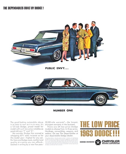Dodge Polara 4-Door Hardtop Ad (May, 1963): The dependables built by Dodge! - Public envy... Number one