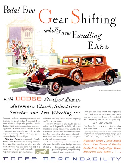 Dodge Eight 5-passenger Coupe Ad (March, 1932) - Illustrated by Fred Cole