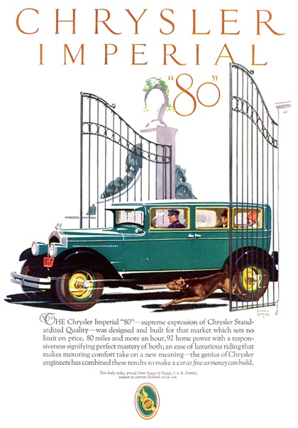 Chrysler Imperial "80" Ad (June, 1927): 7-Passenger Sedan-Limousine - Illustrated by Frank Quail