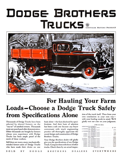 Dodge Brothers Trucks Ad (October, 1929) - Illustrated by Fred Cole