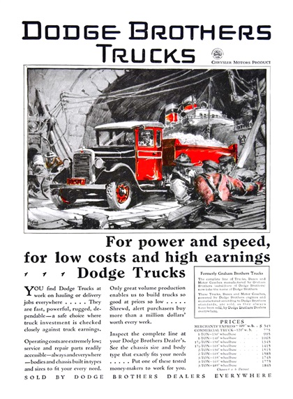 Dodge Brothers Trucks Ad (1929) - Illustrated by Fred Cole