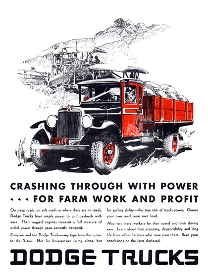 Dodge Trucks Ad (February, 1930) - Illustrated by Fred Cole