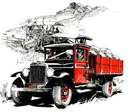 Dodge Trucks Ad (February, 1930) - Illustrated by Fred Cole