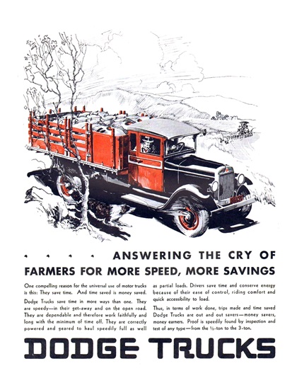 Dodge Trucks Ad (March, 1930) - Illustrated by Fred Cole