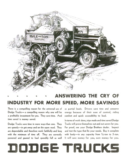 Dodge Trucks Ad (1930) - Illustrated by Fred Cole