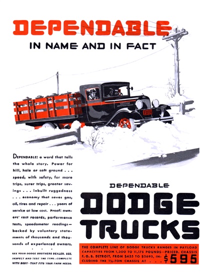 Dodge Trucks Ad (January, 1931) - Illustrated by Fred Cole