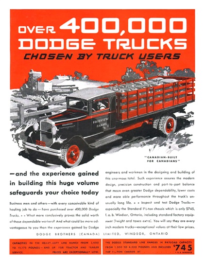 Dodge Trucks Ad (August-September, 1931) - Illustrated by Fred Cole