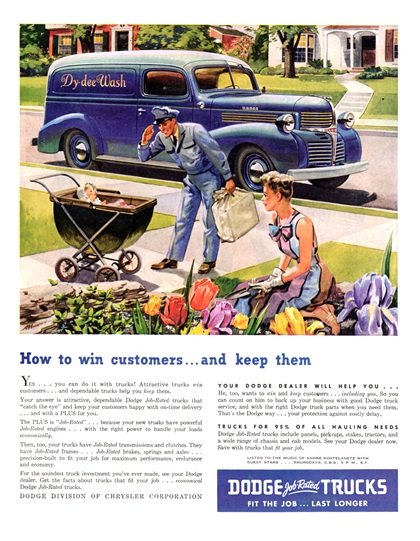 Dodge Trucks Ad (May, 1946): How to win customers... and keep then