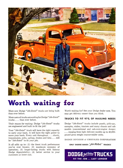 Dodge Trucks Ad (November, 1946): Worth waiting for