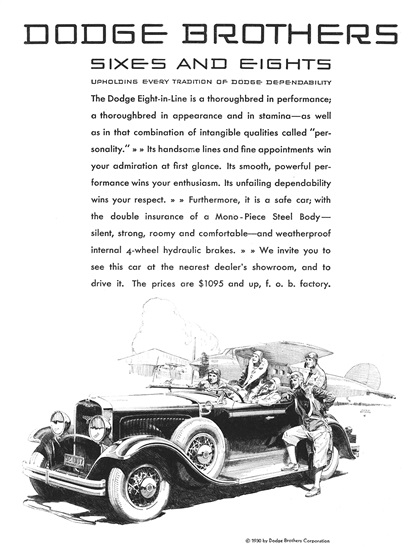 Dodge Brothers Eight-in-Line Ad (June, 1930) - Illustrated by George Shepherd