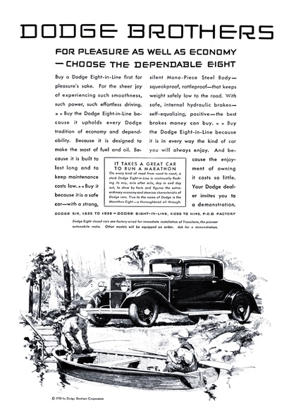Dodge Brothers Eight-in-Line Ad (August, 1930)