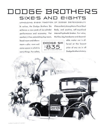 Dodge Brothers Six Ad (August, 1930)