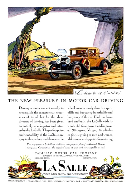 Cadillac/LaSalle Ad (September, 1927): La beauté et l'utilité - Illustrated by Edward A. Wilson