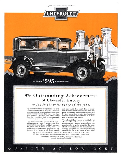 Chevrolet Six Coach Ad (February-March, 1929): Illustrated by Walter Ohlson