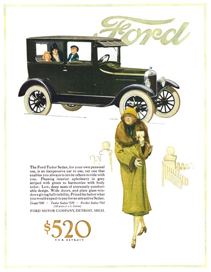 Ford Model T Ad (May, 1926): Tudor Sedan