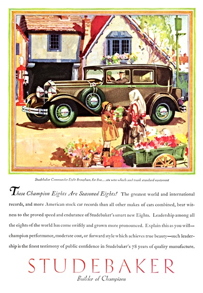 Studebaker Commander Eight Brougham for Five Ad (1930) - Illustrated by Harry Laverne Timmins