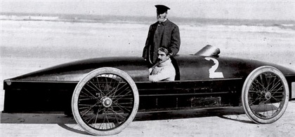 Stanley "Rocket" Steam Car (1906) - Francis Edgar Stanley with Fred Marriott at Ormond Beach