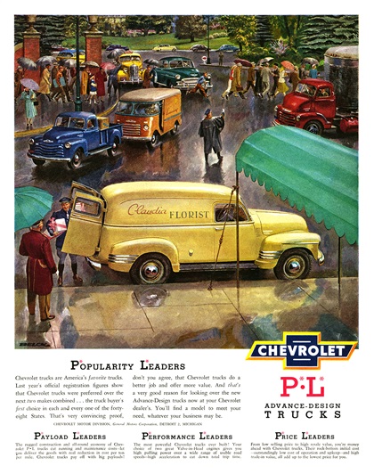 Chevrolet Trucks Ad (May, 1950): Illustrated by Peter Helck