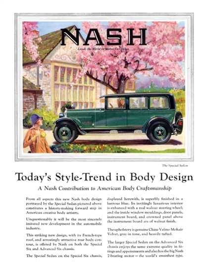 Nash Special Sedan Ad (April, 1927): Today's Style-Trend in Body Design