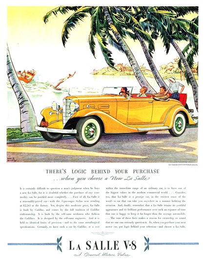 La Salle V-8 Convertible Coupe Ad (1933) – Illustrated by Edward A. Wilson