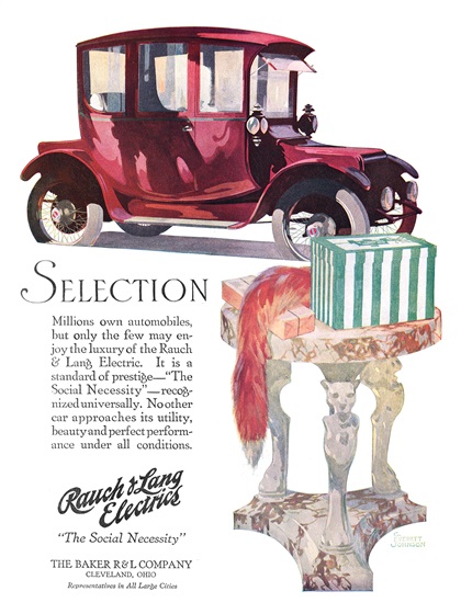 Rauch & Lang Electrics Ad (November, 1916): Selection - Illustrated by C. Everett Johnson