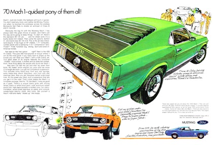 Ford Mustang Mach 1 Ad (October, 1969): '70 Mach 1–quickest pony of them all!