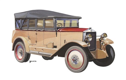 АМО–Ф15Ш (Штабной автомобиль), 1927 – Рисунок А. Захарова / Из коллекции «За рулём» 1984-2