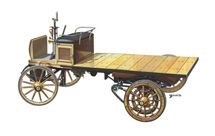 Фрезе (Первый отечественный грузовик), 1902–1904 – Рисунок А. Захарова / Из коллекции «За рулём» 1983-2