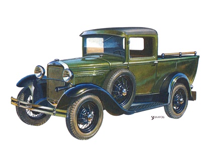 ГАЗ–4 (ГАЗ–А с кузовом «пикап»), 1933–1937 – Рисунок А. Захарова / Из коллекции «За рулём» 1982-2