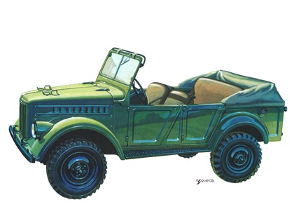 ГАЗ–69А, 1953–1972 – Рисунок А. Захарова / Из коллекции «За рулём» 1982-7