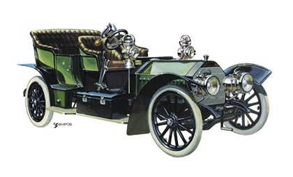 Лесснер–32 (С кузовом дубль-фаэтон), 1907–1909 – Рисунок А. Захарова / Из коллекции «За рулём» 1983-2